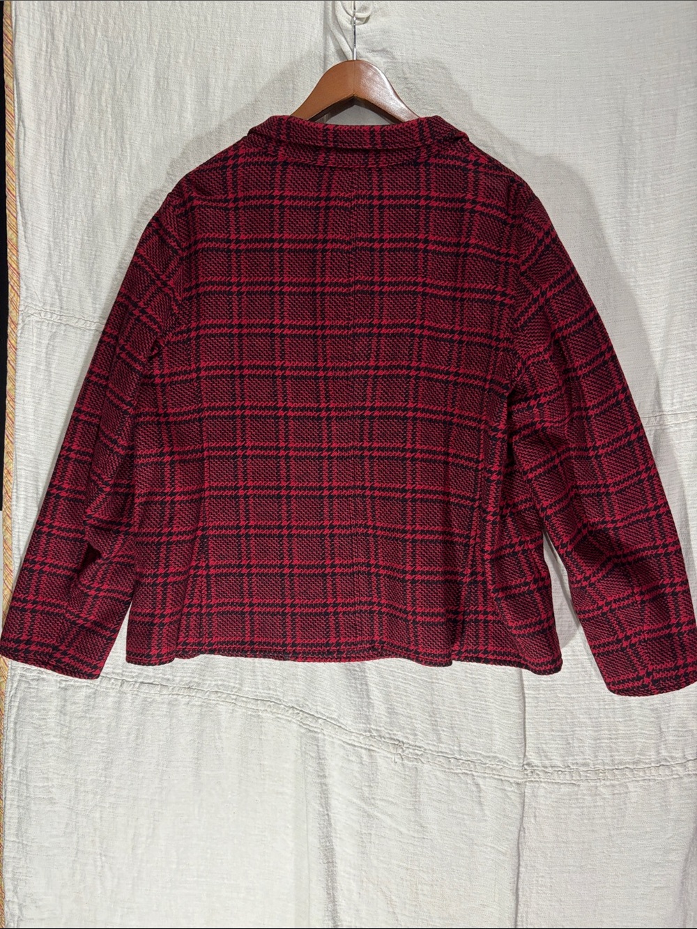 Talbots NWT Red & Black Plaid Wool Blend Tailored Jacket Blazer Plus Size 18W - Picture 10 of 11